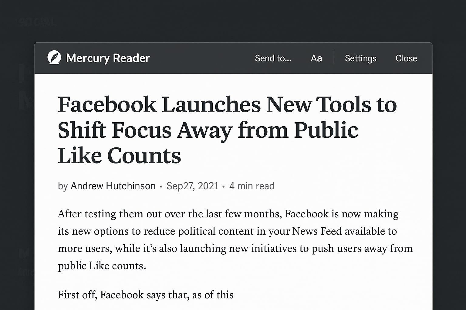 Mercury Reader clears visual clutter and helps you focus on reading