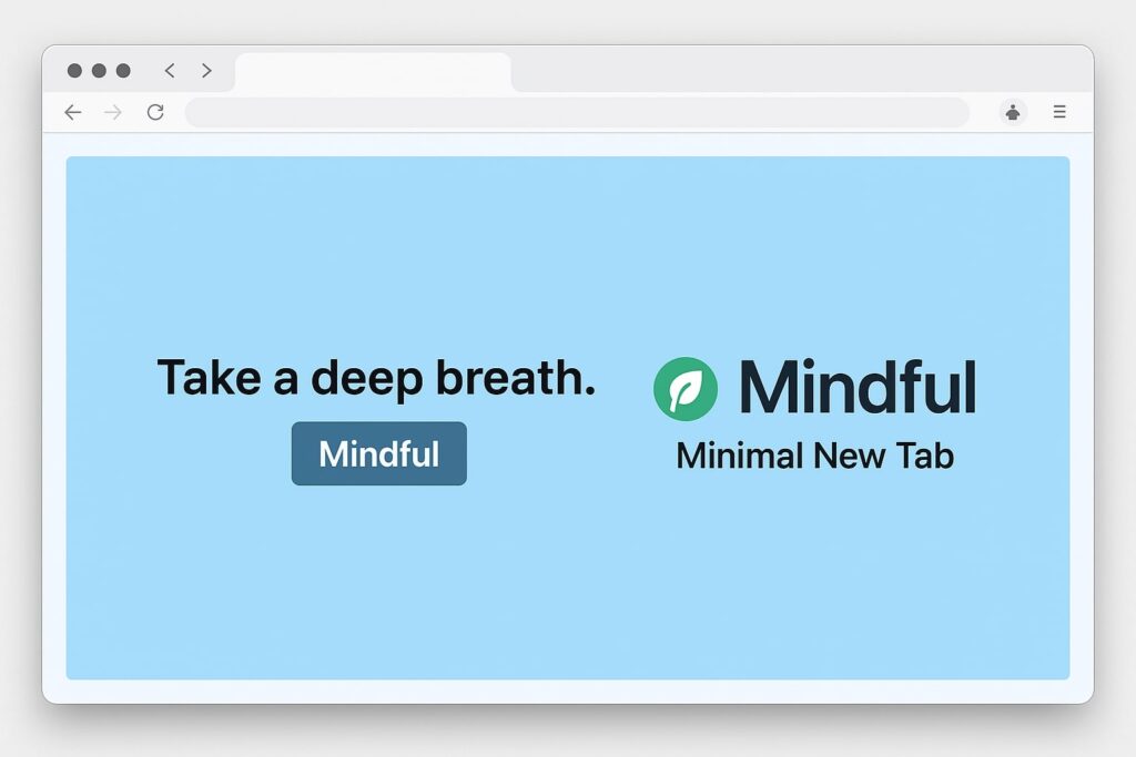 Browser screenshot showing the Mindful extension's simple new tab message