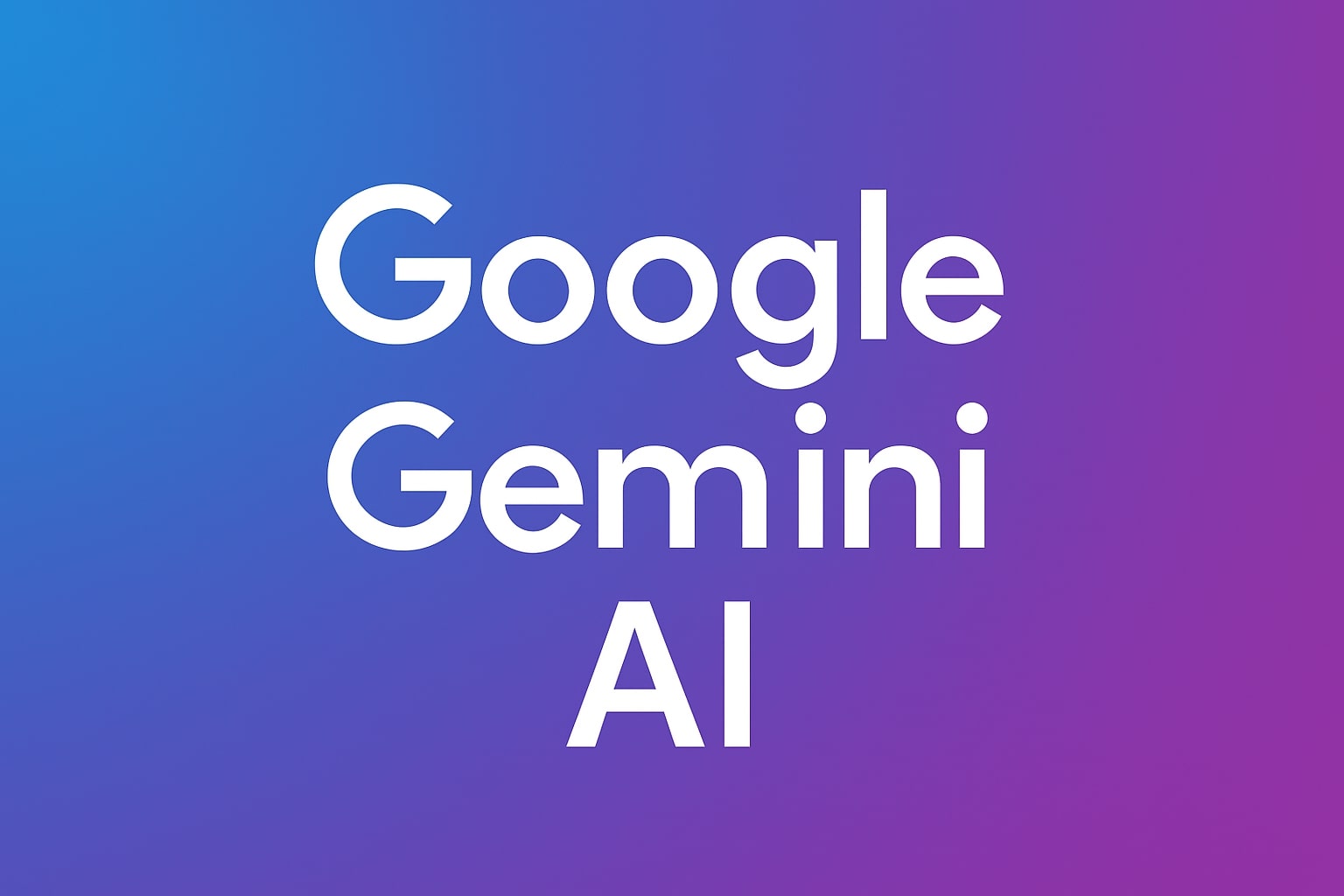 Google Gemini AI title in bold white text on a blue-purple gradient background.